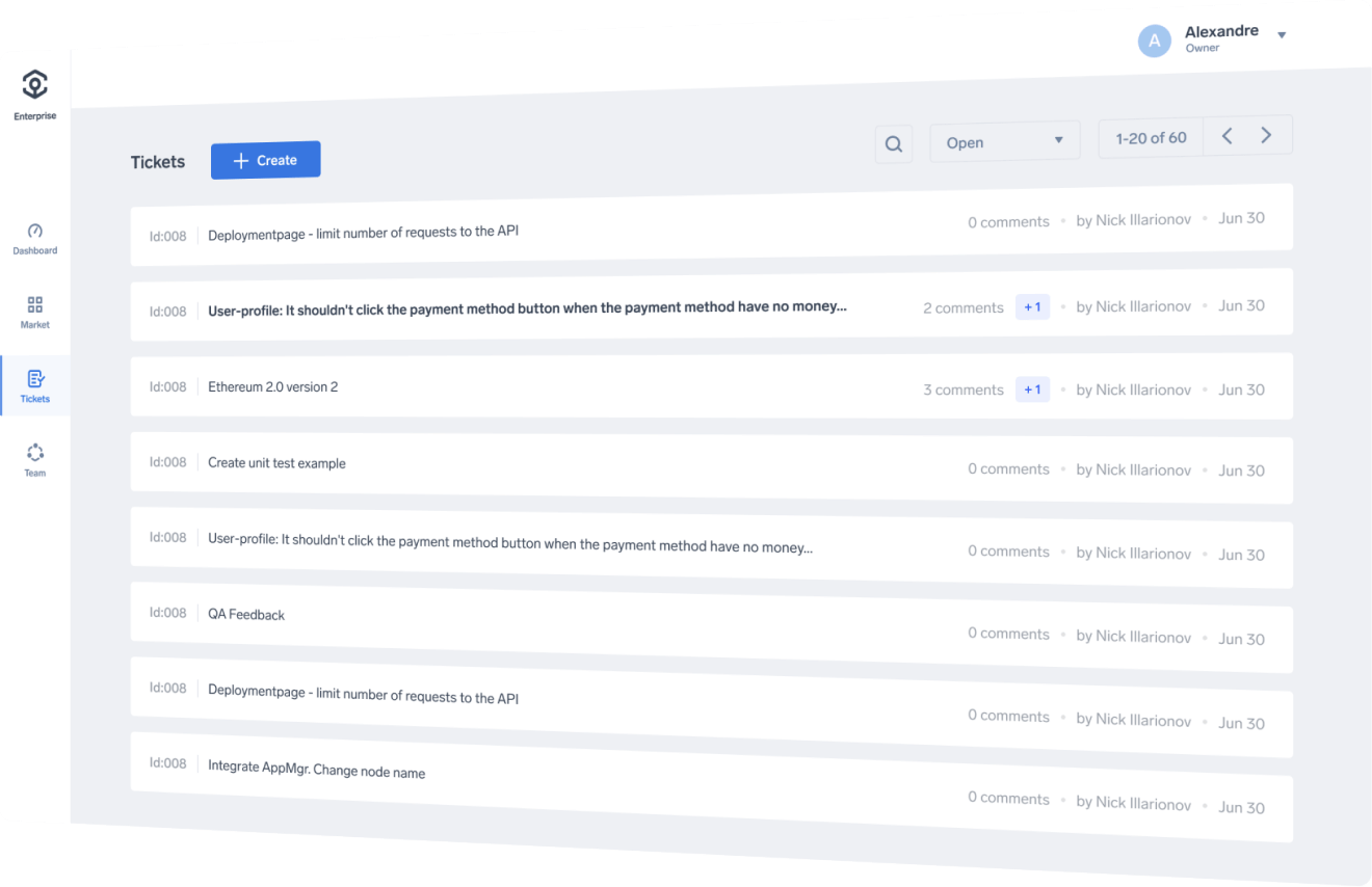 Ankr ticketing system screen